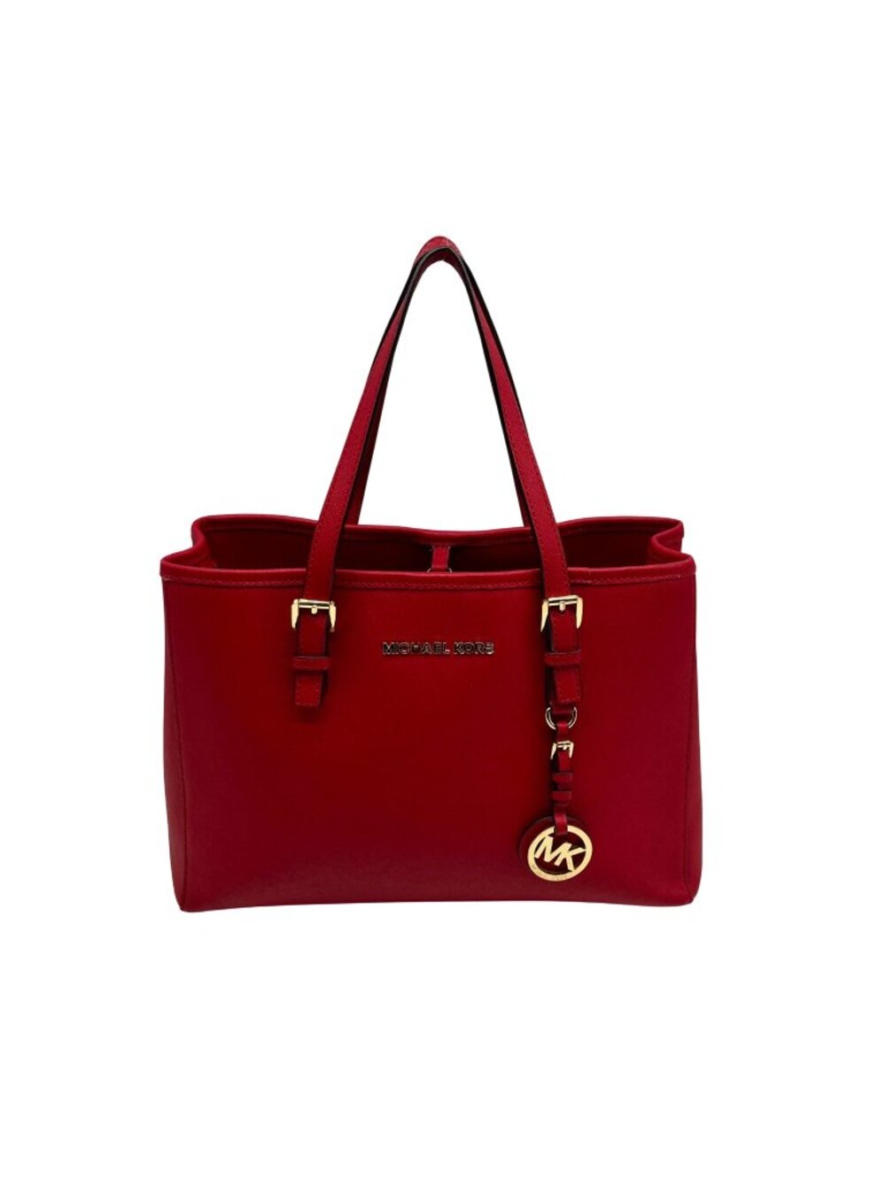 Michael Kors Red Jet Set Travel Red Saffiano Learther Tote Bag